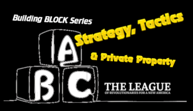 Logo for Building BLOCK Series with stacked A, B, C blocks and yellow text reading 'Strategy, Tactics & Private Property' beside 'The League' branding.