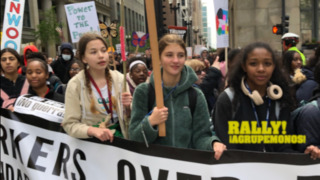Chicago, Il – May Day 2026: Youth defend their future by calling for “No War!” and “Workers Over Billionaires” / Photo –